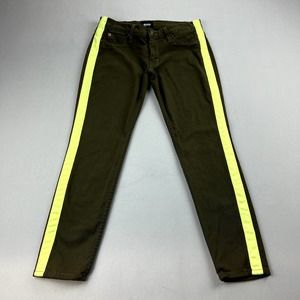 Hudson Jeans Loulou Tuxedo Pants Womens 25 Olive Green Yellow Chino Skinny Fit